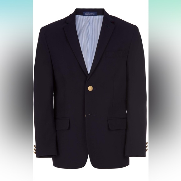 IZOD Boys' Brass Button BlazerJacket/suit pantskBlue Checkered & White Shirts - Picture 11 of 15